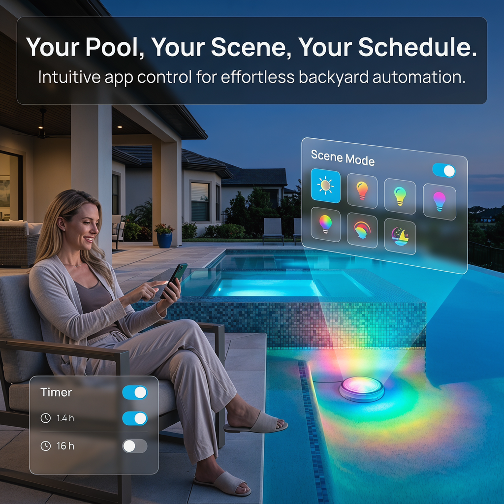 Smart LED Pool Lights | IP68 Waterproof | Dual Control via Bluetooth A ...