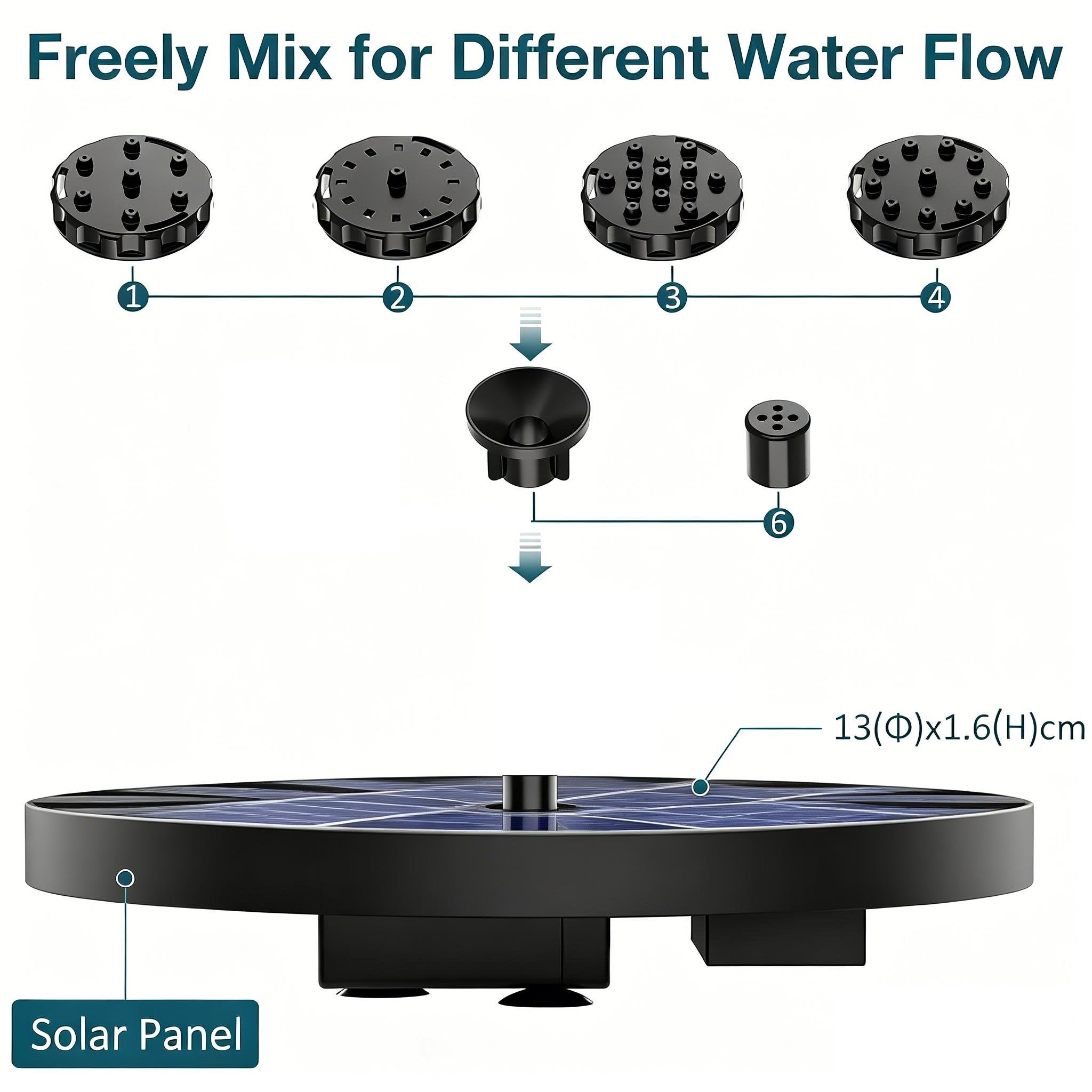 Solar-powered fountain Pool/Garden/Bathtub