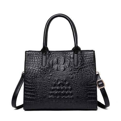 Crocodile pattern embossed women bag